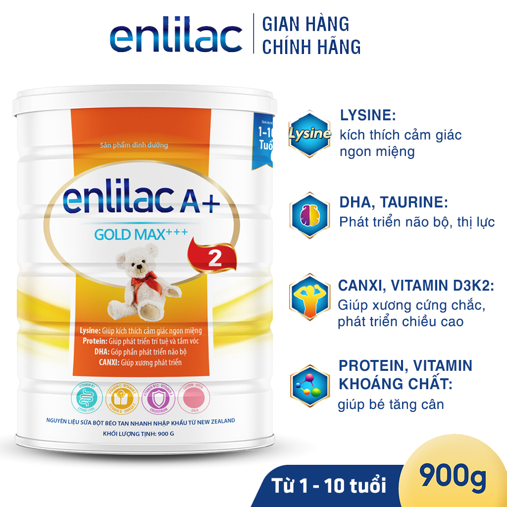 Sữa cho trẻ suy dinh dưỡng Enlilac A+ Gold Max++