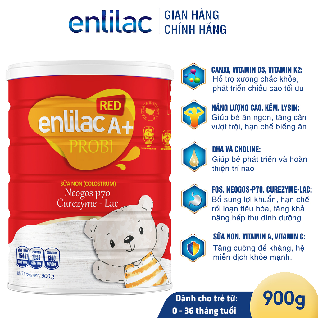 Sữa Enlilac A+ Probi Red - Giúp hạn chế táo bón, cải thiện hệ tiêu hóa